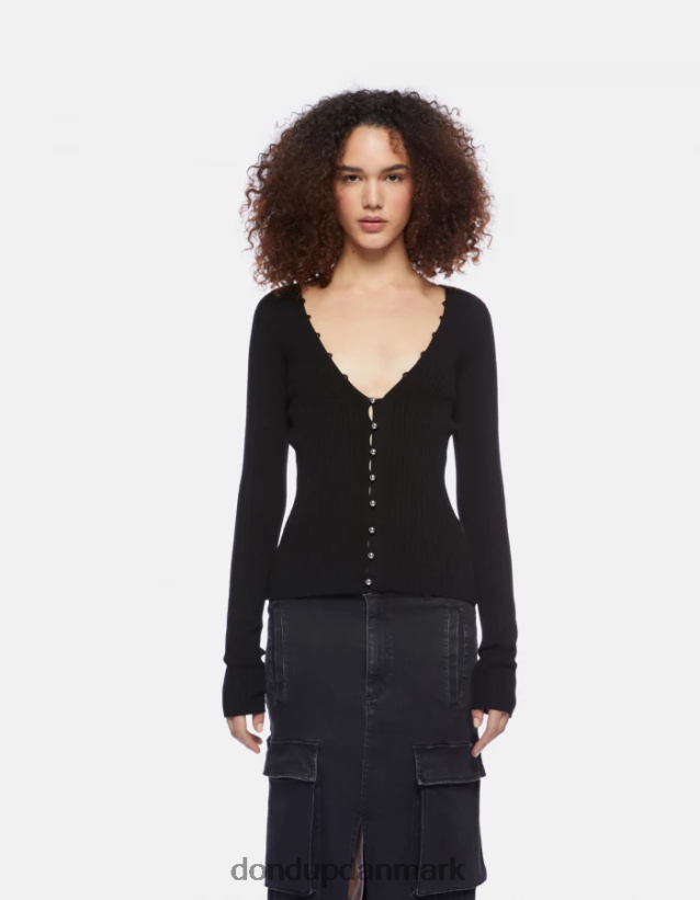 slim fit viskose cardigan Kvinder 0XD0D0337 sort DONDUP beklædning