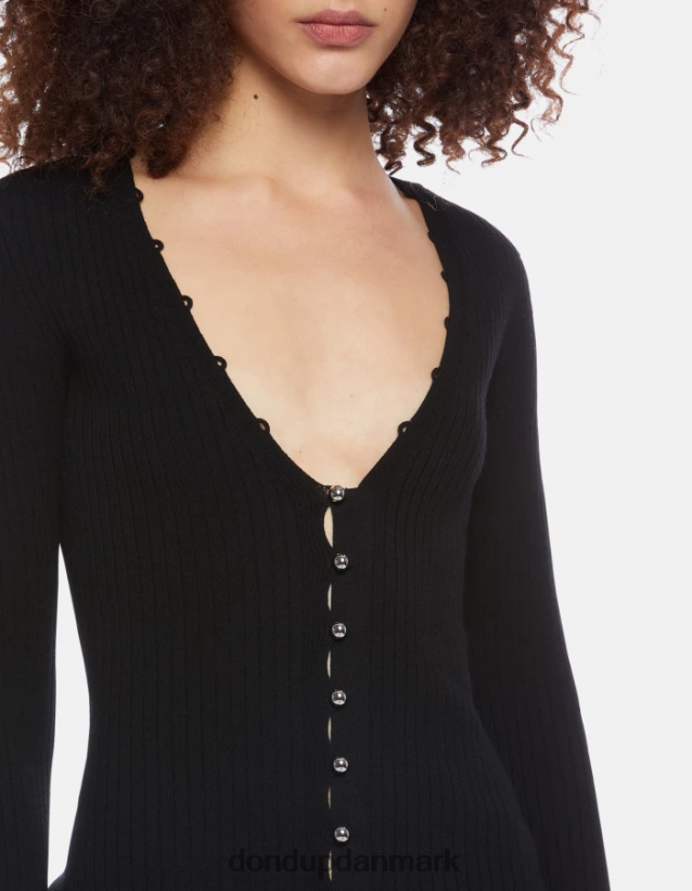 slim fit viskose cardigan Kvinder 0XD0D0337 sort DONDUP beklædning