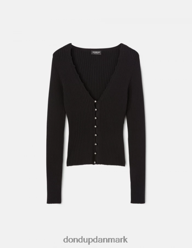 slim fit viskose cardigan Kvinder 0XD0D0337 sort DONDUP beklædning