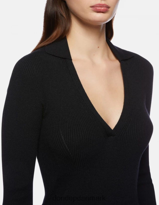 slim fit viskose poloshirt Kvinder 0XD0D0317 sort DONDUP beklædning