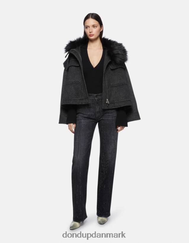 slim fit viskose poloshirt Kvinder 0XD0D0317 sort DONDUP beklædning