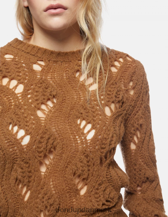 uldtrøje med rund hals Kvinder 0XD0D0320 kanel DONDUP beklædning