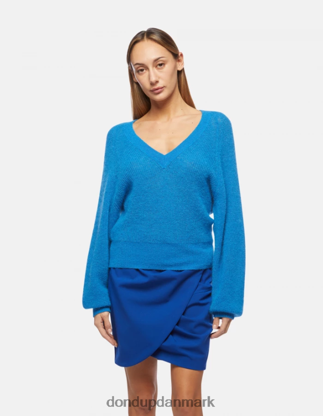 v-hals mohair trøje Kvinder 0XD0D0302 turkis DONDUP beklædning