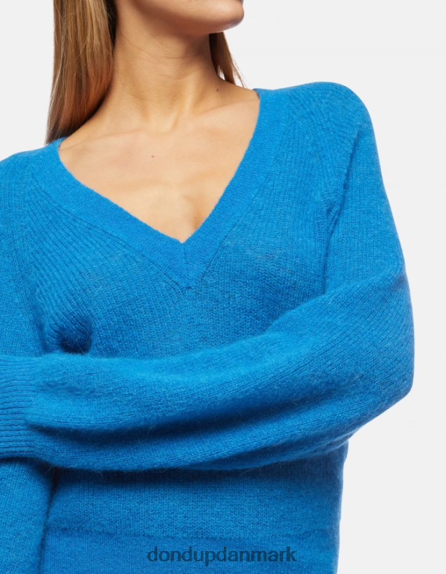 v-hals mohair trøje Kvinder 0XD0D0302 turkis DONDUP beklædning
