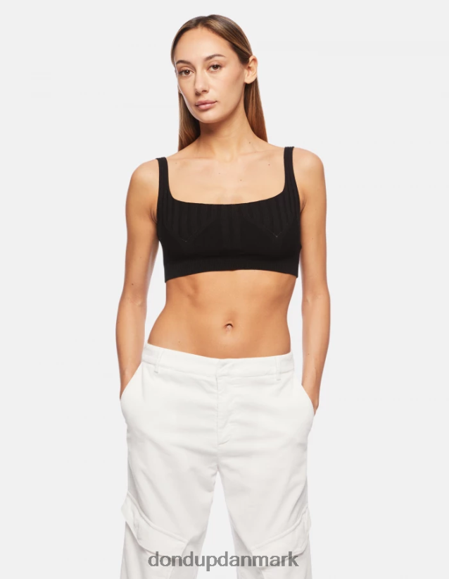 viskose crop top Kvinder 0XD0D0316 sort DONDUP beklædning