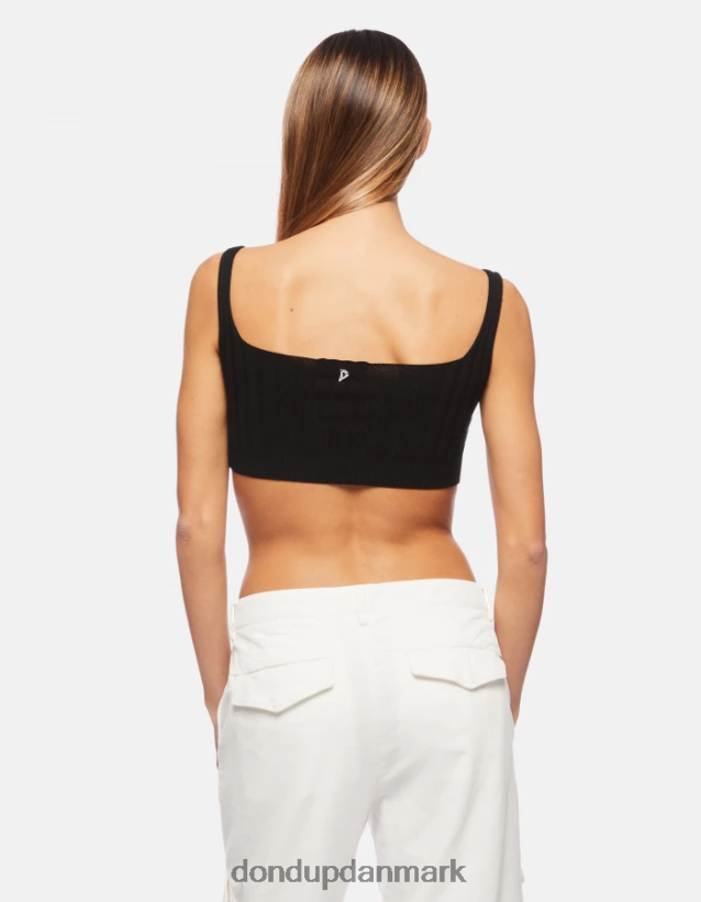 viskose crop top Kvinder 0XD0D0316 sort DONDUP beklædning