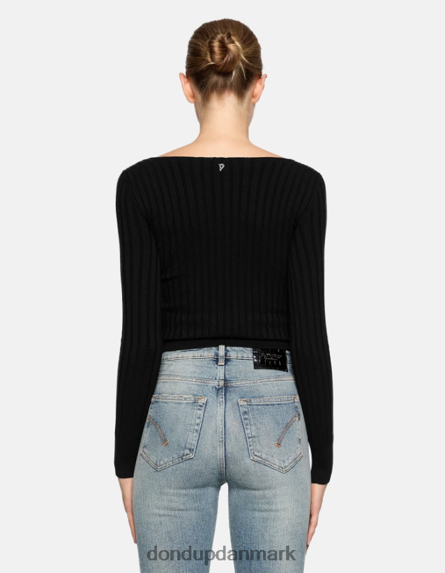 viskosetrøje med rund hals Kvinder 0XD0D0299 sort DONDUP beklædning