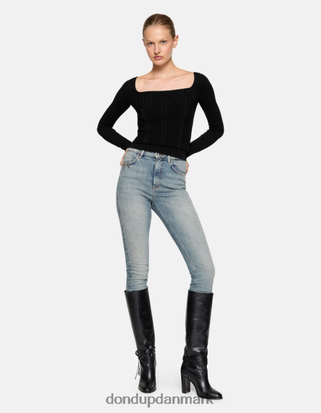 viskosetrøje med rund hals Kvinder 0XD0D0299 sort DONDUP beklædning