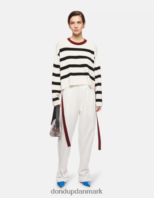 viskosetrøje med rund hals Kvinder 0XD0D0339 sort hvid DONDUP beklædning