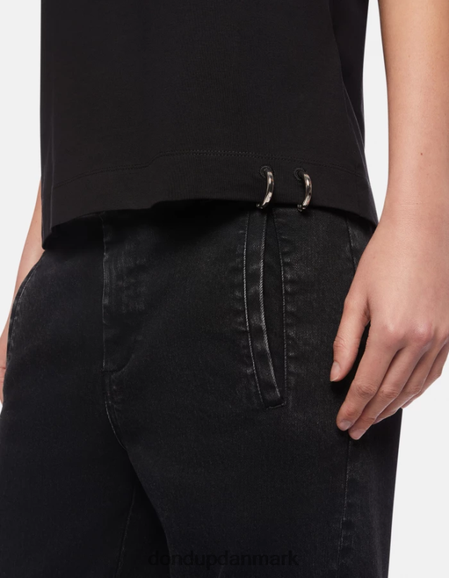 jersey t-shirt med normal pasform Kvinder 0XD0D0411 sort DONDUP beklædning