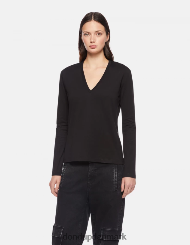 jersey t-shirt med normal pasform Kvinder 0XD0D0448 sort DONDUP beklædning