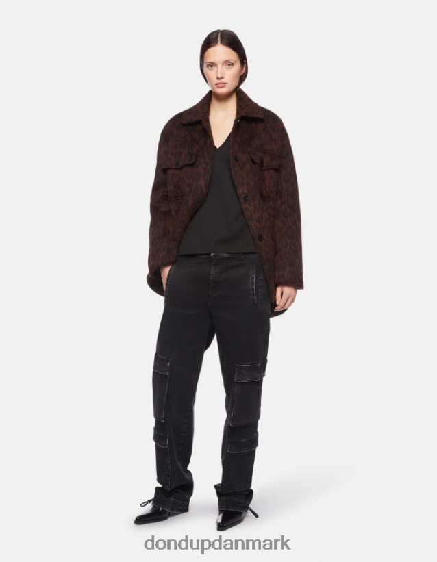 jersey t-shirt med normal pasform Kvinder 0XD0D0448 sort DONDUP beklædning