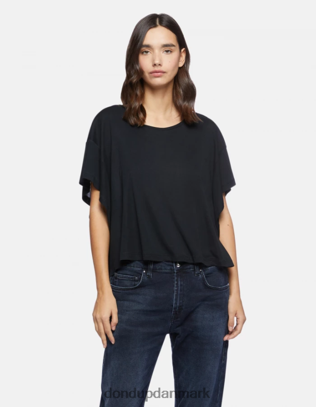 oversized interlock t-shirt Kvinder 0XD0D0449 sort DONDUP beklædning