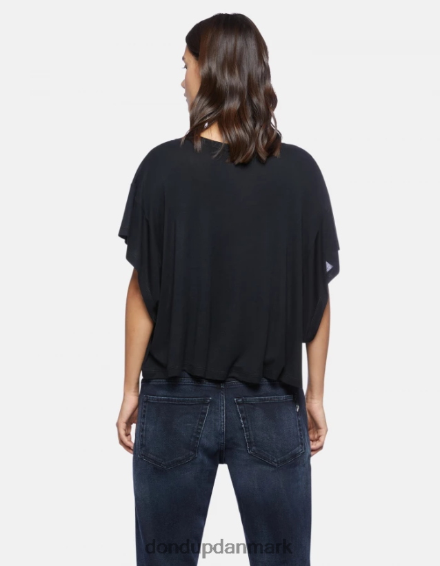 oversized interlock t-shirt Kvinder 0XD0D0449 sort DONDUP beklædning
