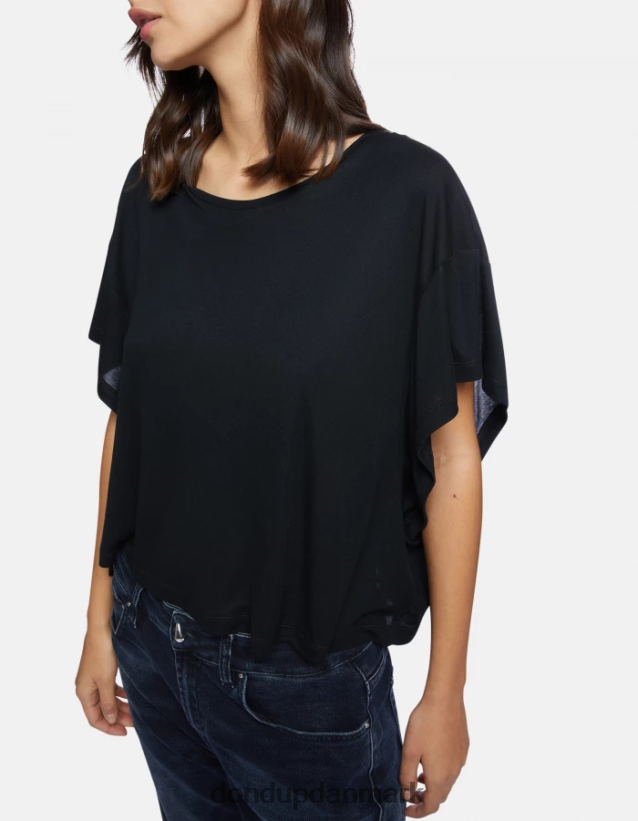 oversized interlock t-shirt Kvinder 0XD0D0449 sort DONDUP beklædning