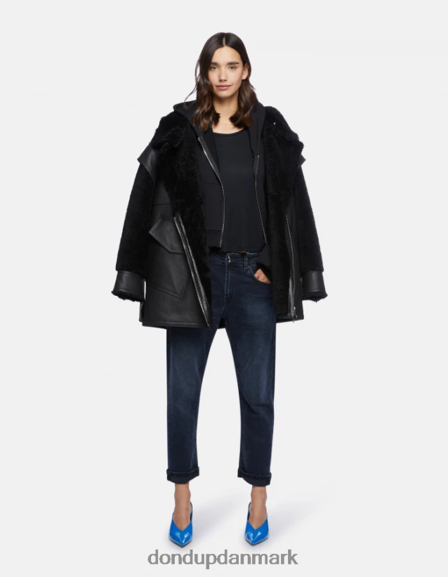 oversized interlock t-shirt Kvinder 0XD0D0449 sort DONDUP beklædning