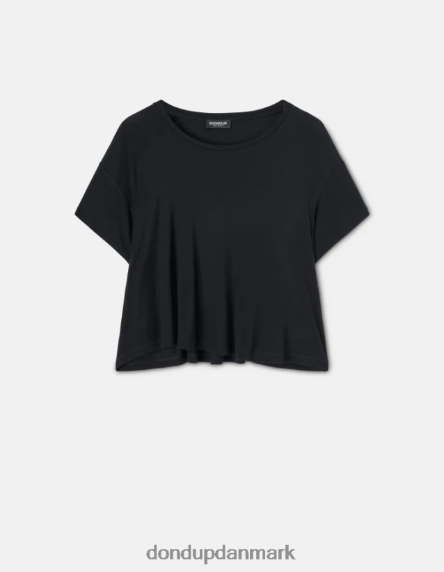 oversized interlock t-shirt Kvinder 0XD0D0449 sort DONDUP beklædning