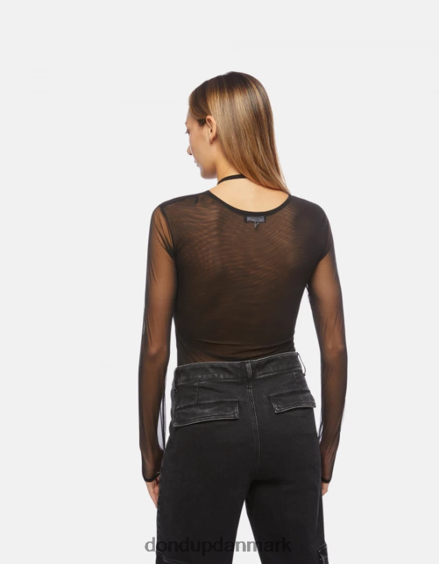 slim fit bodysuit i tyl og viskose Kvinder 0XD0D0444 sort DONDUP beklædning