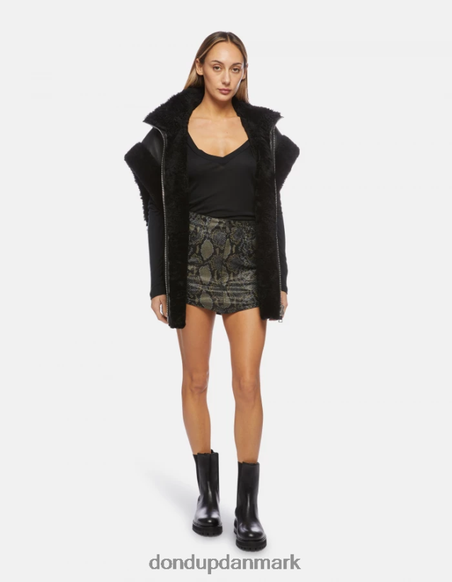 slim fit interlock t-shirt Kvinder 0XD0D0415 sort DONDUP beklædning