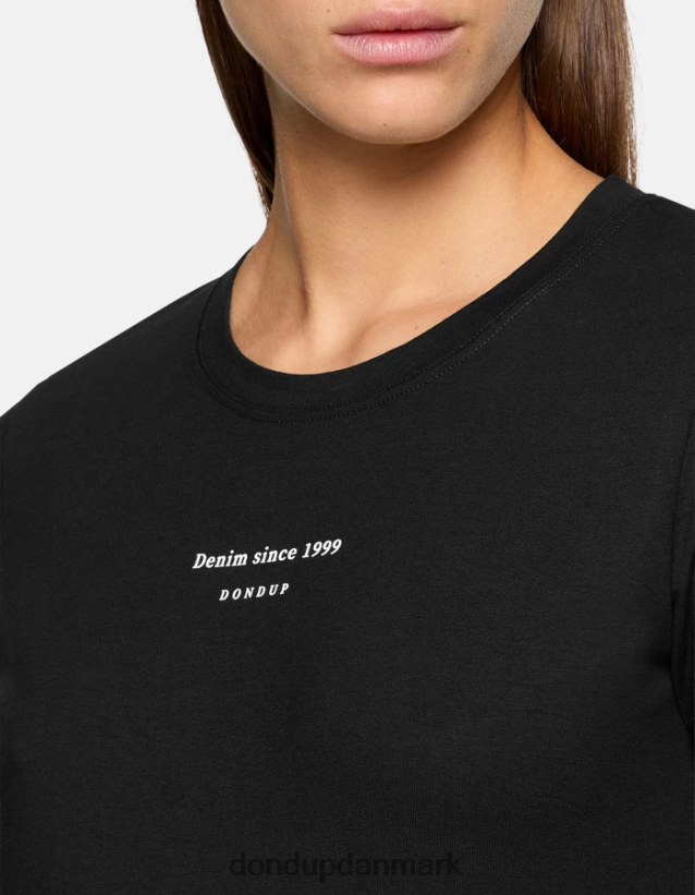 slim fit jersey t-shirt Kvinder 0XD0D0418 sort DONDUP beklædning
