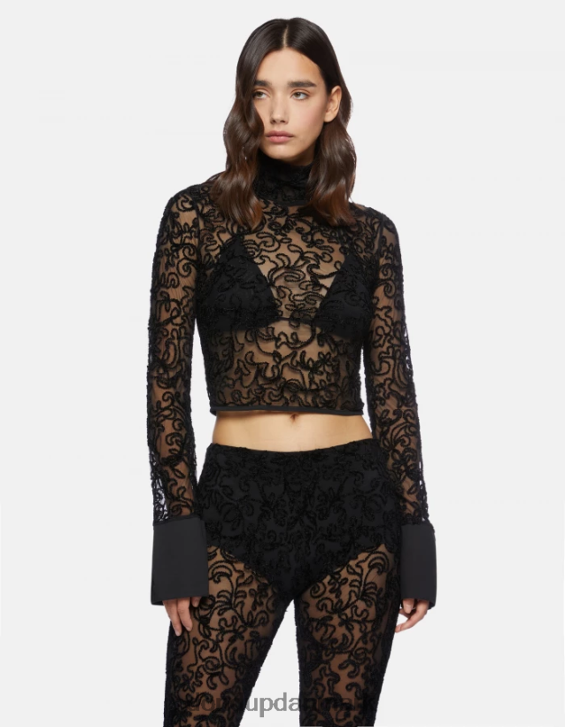 slim fit polo-hals blondetrøje Kvinder 0XD0D0450 sort DONDUP beklædning