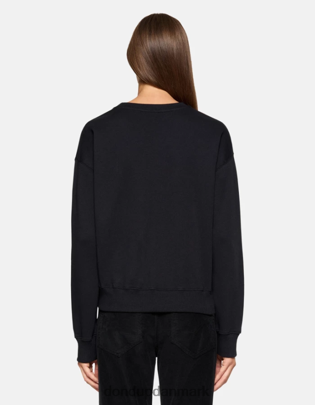 sweatshirt med rund hals i normal pasform Kvinder 0XD0D0422 sort DONDUP beklædning