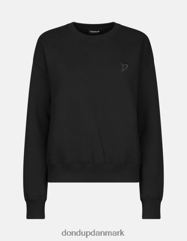 sweatshirt med rund hals i normal pasform Kvinder 0XD0D0422 sort DONDUP beklædning
