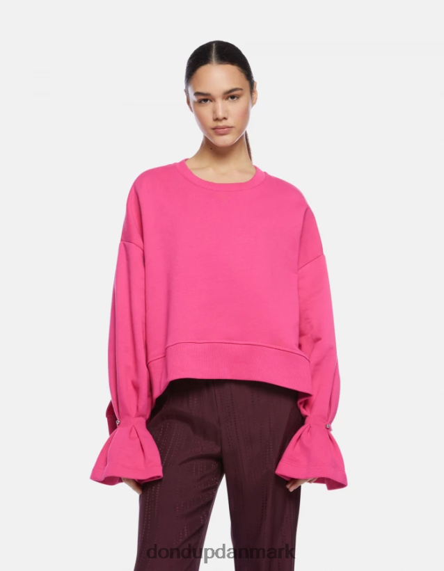 sweatshirt med rund hals i normal pasform Kvinder 0XD0D0427 orkidé DONDUP beklædning