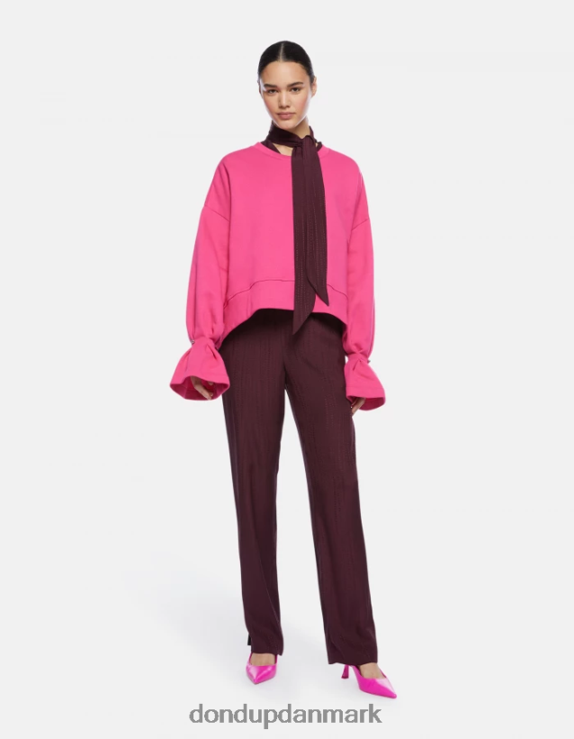 sweatshirt med rund hals i normal pasform Kvinder 0XD0D0427 orkidé DONDUP beklædning