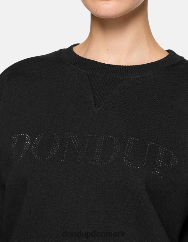 sweatshirt med rund hals i normal pasform Kvinder 0XD0D0428 sort DONDUP beklædning