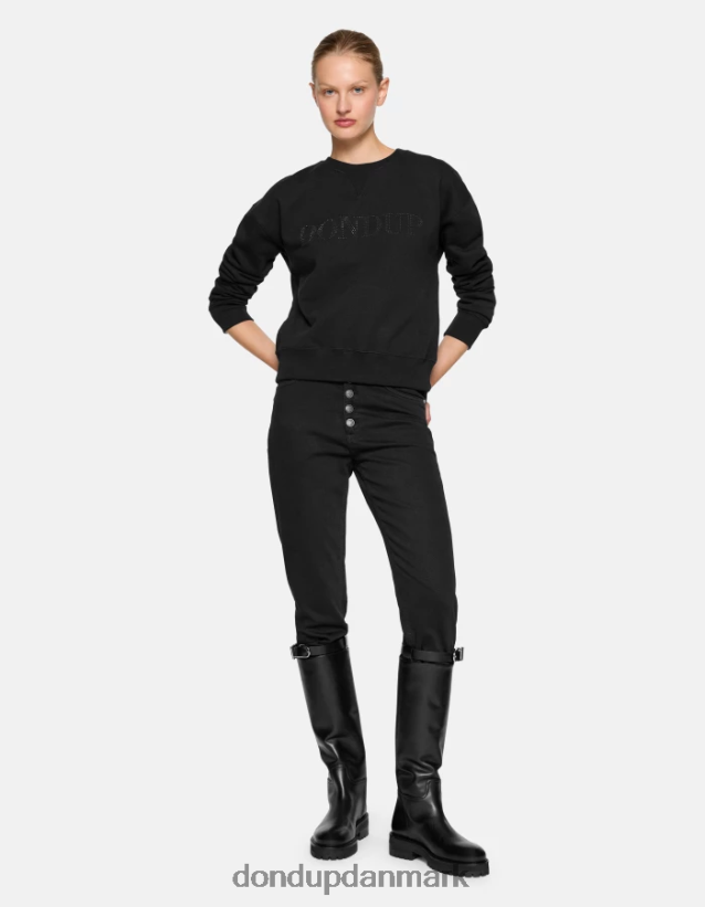sweatshirt med rund hals i normal pasform Kvinder 0XD0D0428 sort DONDUP beklædning