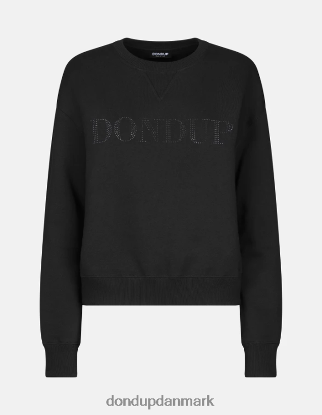 sweatshirt med rund hals i normal pasform Kvinder 0XD0D0428 sort DONDUP beklædning