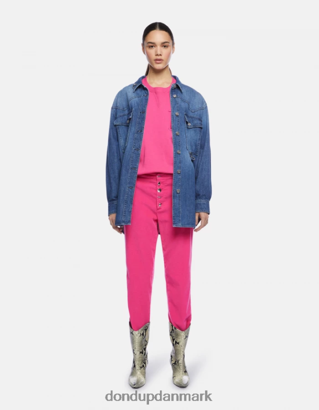 sweatshirt med rund hals i normal pasform Kvinder 0XD0D0434 orkidé DONDUP beklædning