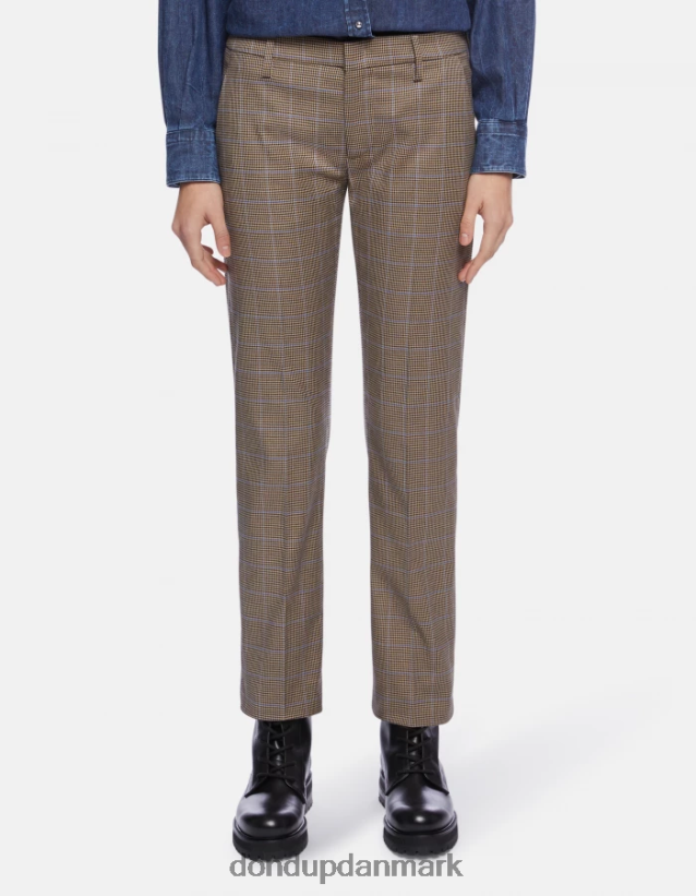 kasya houndstooth-bukser med normal pasform Kvinder 0XD0D0174 blå DONDUP beklædning