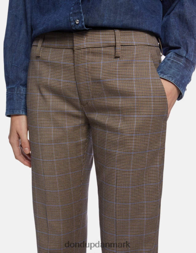 kasya houndstooth-bukser med normal pasform Kvinder 0XD0D0174 blå DONDUP beklædning