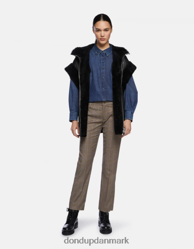 kasya houndstooth-bukser med normal pasform Kvinder 0XD0D0174 blå DONDUP beklædning