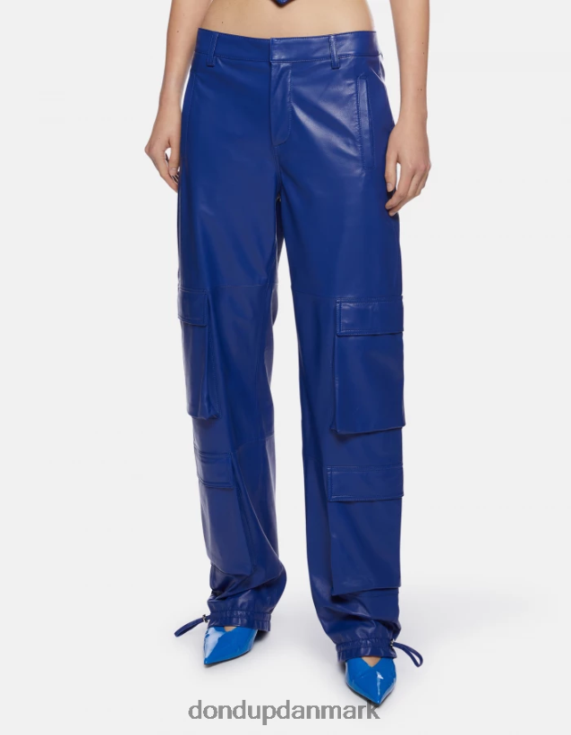 tori løs pasform nappa læderbukser Kvinder 0XD0D0197 kongeblå DONDUP beklædning