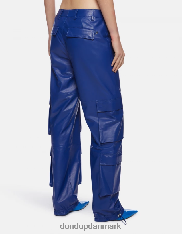 tori løs pasform nappa læderbukser Kvinder 0XD0D0197 kongeblå DONDUP beklædning