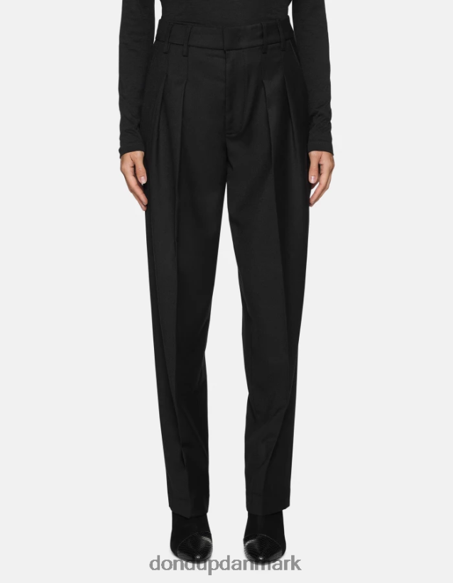 daly flannelbukser med løs pasform Kvinder 0XD0D0195 sort DONDUP beklædning