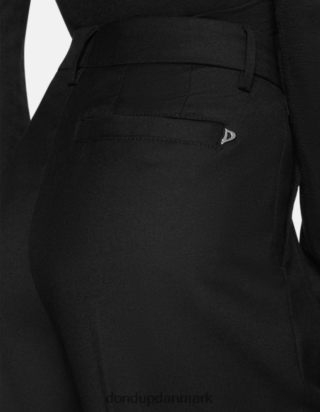 daly flannelbukser med løs pasform Kvinder 0XD0D0195 sort DONDUP beklædning