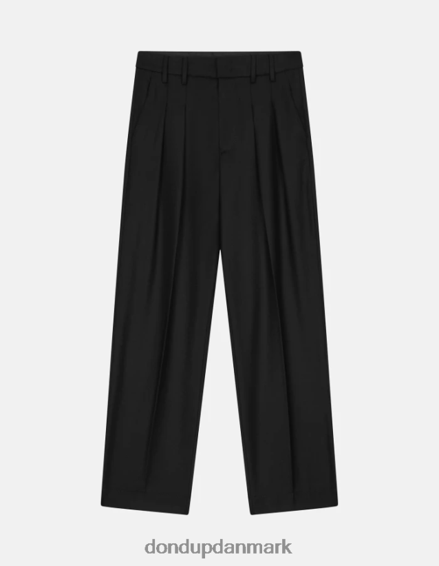 daly flannelbukser med løs pasform Kvinder 0XD0D0195 sort DONDUP beklædning