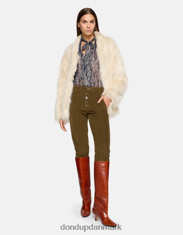 nima fløjlsbukser med løs pasform Kvinder 0XD0D0134 militærgrøn DONDUP beklædning