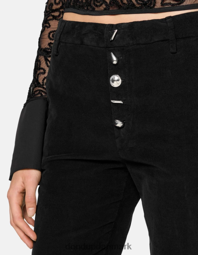 nima fløjlsbukser med løs pasform Kvinder 0XD0D0137 sort DONDUP beklædning