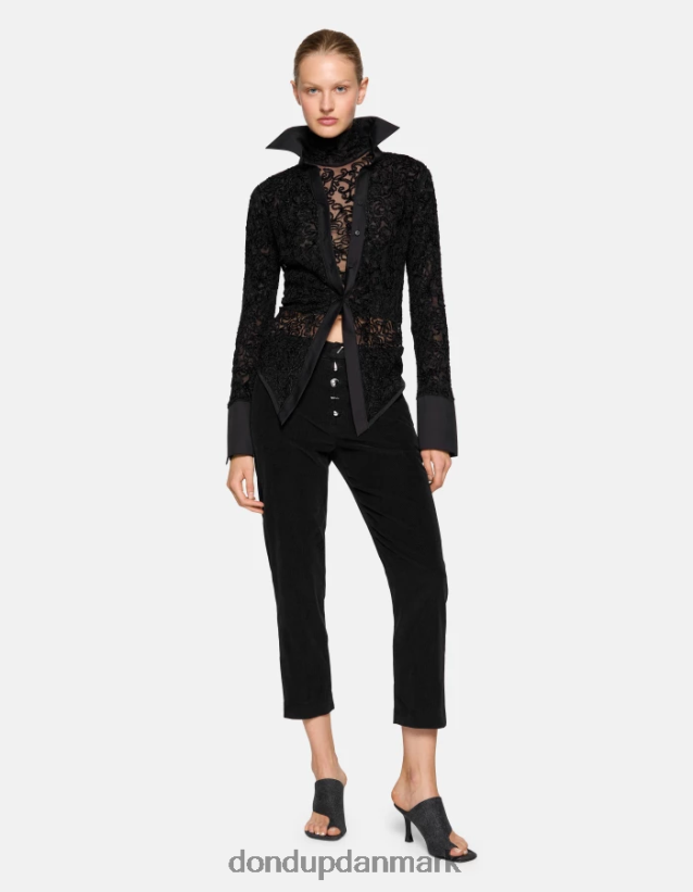 nima fløjlsbukser med løs pasform Kvinder 0XD0D0137 sort DONDUP beklædning