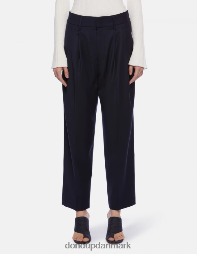 sheryl bukser af flannel med løs pasform Kvinder 0XD0D0169 Marine blå DONDUP beklædning