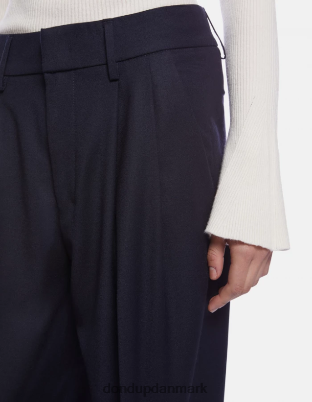 sheryl bukser af flannel med løs pasform Kvinder 0XD0D0169 Marine blå DONDUP beklædning