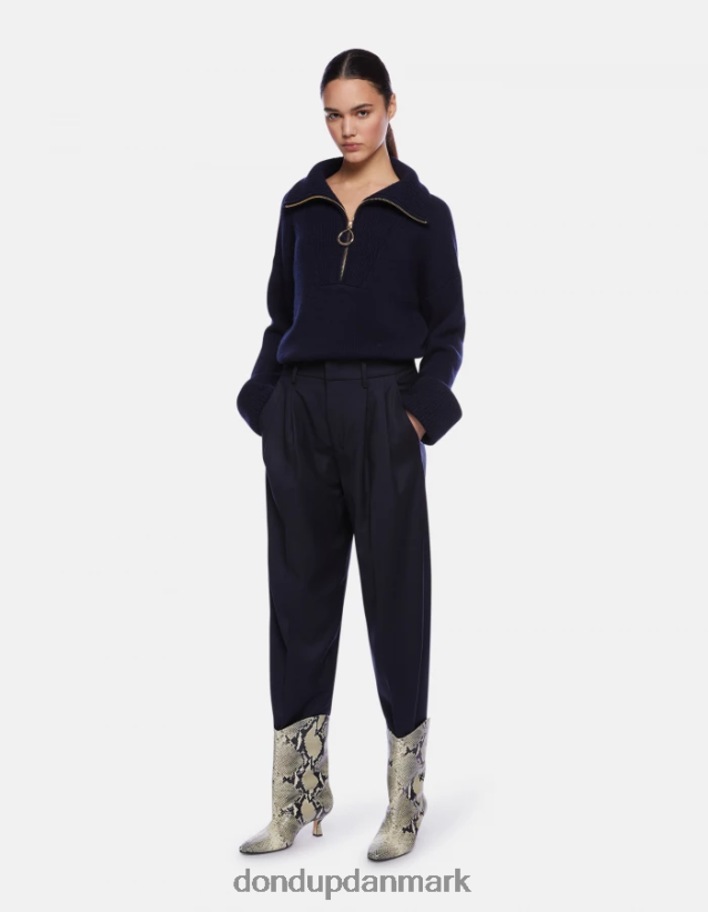 sheryl bukser af flannel med løs pasform Kvinder 0XD0D0169 Marine blå DONDUP beklædning