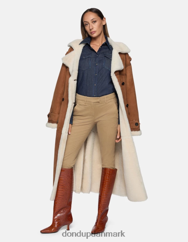 perfekte slim-fit bomuldsbukser Kvinder 0XD0D0178 sand DONDUP beklædning