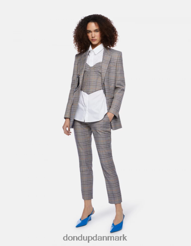 perfekte slim-fit bukser i prince of wales ternet stof Kvinder 0XD0D0226 blå DONDUP beklædning