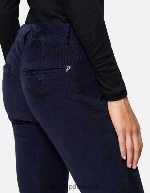 perfekte slim-fit fløjlsbukser Kvinder 0XD0D0156 Marine blå DONDUP beklædning